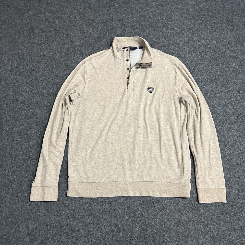 Polo Golf 1/4 Zip Snap Pullover Men’s Large Beige